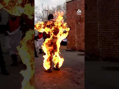 Stuntman Gets Lit on Fire and Walks Through Movie Set | People Are Awesome