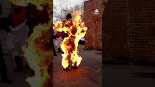 Stuntman Gets Lit on Fire and Walks Through Movie Set | People Are Awesome