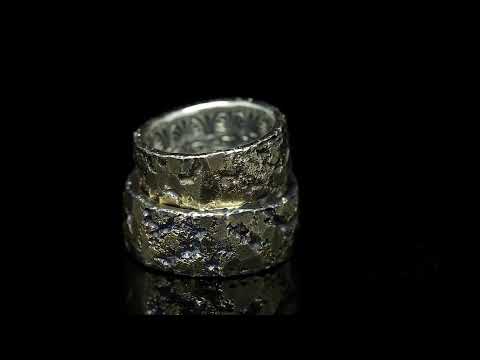 Soul and body — forged silver wedding rings with yellow gold