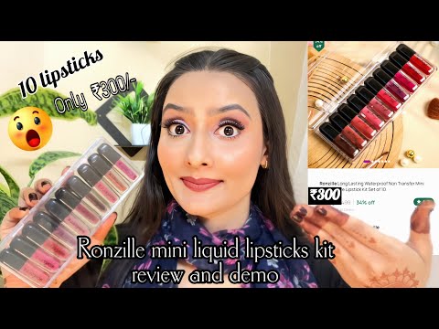 Ronzille mini liquid lipstick review and demo ||set of 10 only ₹300/- Honest review & live testing 