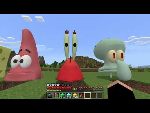 SECRET BASEMENT OF SPONGEBOB PATRICK MR KRABS AND SQUIDWARD in Minecraft   Gameplay   Coffin meme.,
