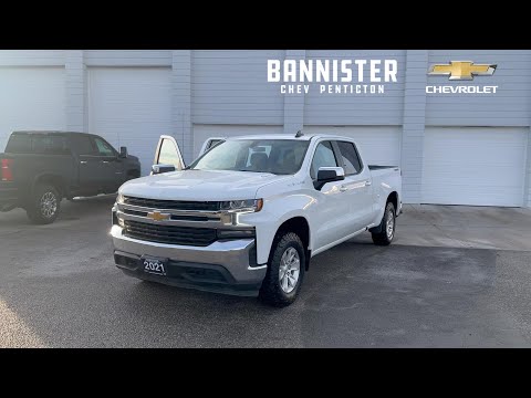 2023 Chevrolet Silverado 1500 Crew Cab Standard Box 4-Wheel Drive LT in White for sale at Bannister Chevrolet Penticton in Penticton, BC
