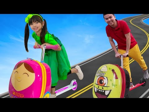 Emma Pretend Play w/ Luggage Suitcase Scooter Ride On Toy