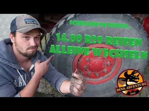 14.00 R20 Reifen selber wechseln | Expeditionsmobil | Schraube im Reifen | S1▪ E14