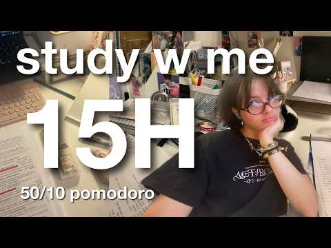 study with me live: 15 hours (real sounds, no music, 50/10 pomodoro technique) 🌷