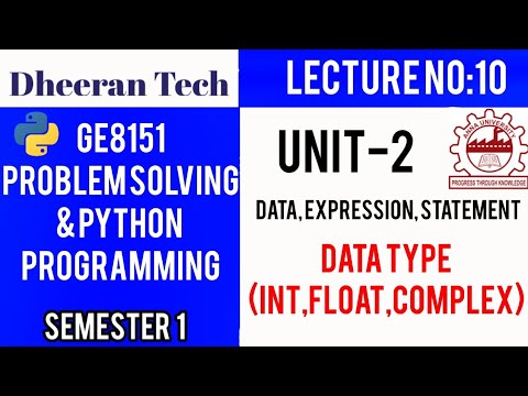Ge8151problem Solving And Python Programming Psppmanojkumar Lectures Data Types