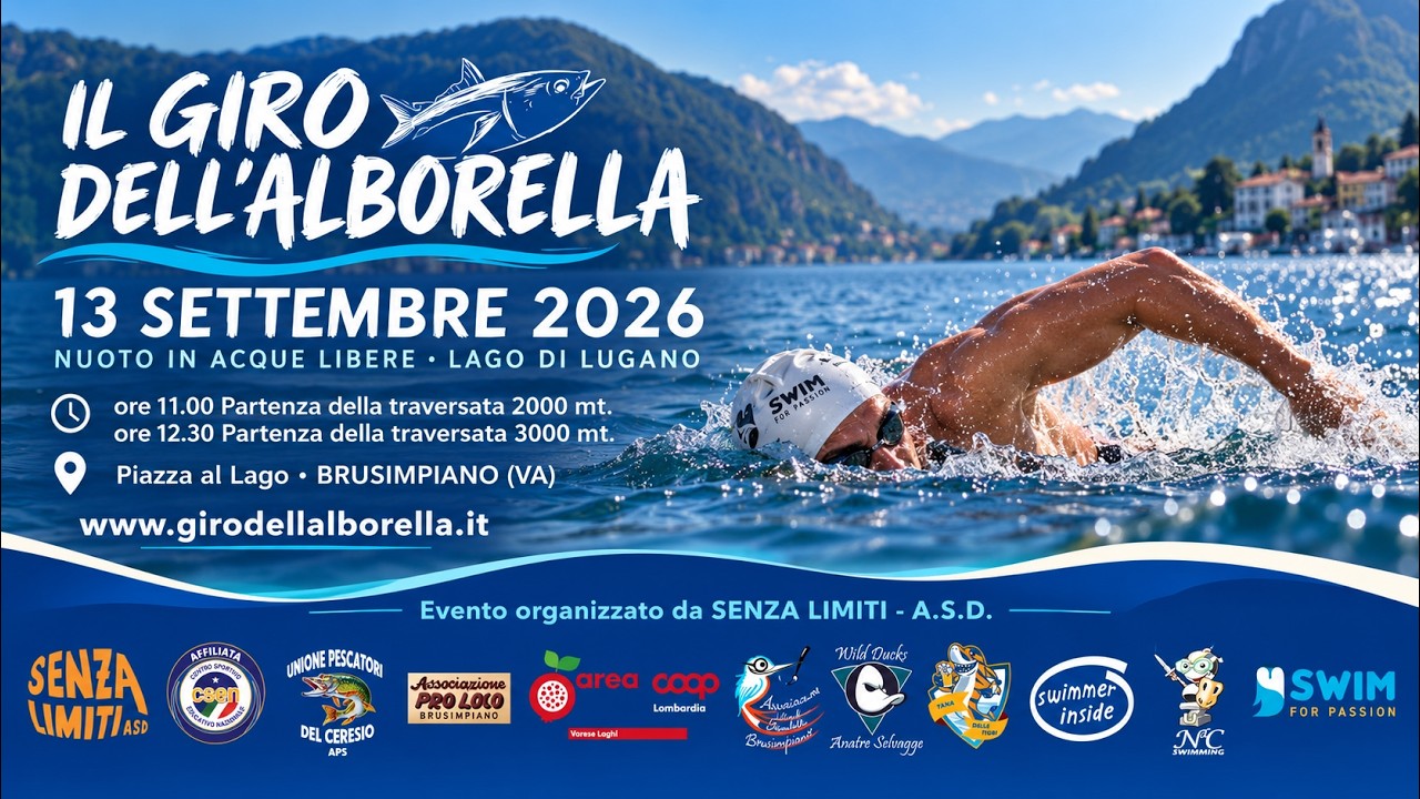 🏊 3° GIRO DELL’ALBORELLA | LIVE STREAMING 2026 🌊 Brusimpiano – Lago Ceresio #openwaterswimming