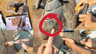 tubeless tyre ko first time punchare lagaye ga _ How to tubeless tyre punchare _ experiment tubeless