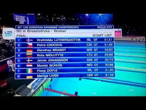 Berlin 2014 swimming final 50m breaststroke - women