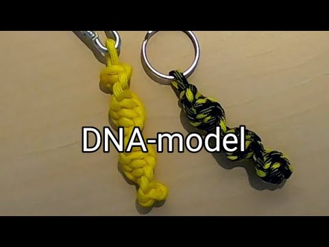 Paracord keychain Twisted DNA model. Nøglering af faldskærmsline. #paracordtutorial #keychain #dna