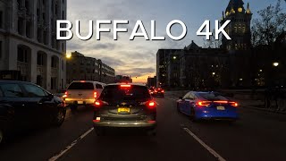 Driving Downtown - Sunset Drive - Buffalo New York - USA 4K