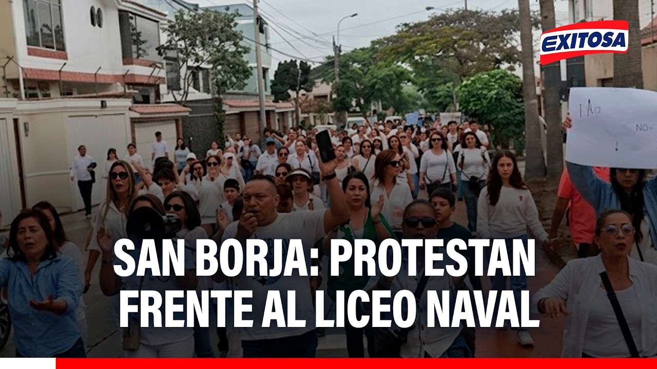 🔴🔵 San Borja: ciudadanos protestan en los exteriores del colegio Liceo Naval Almirante Guise