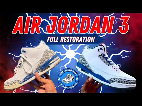 AIR JORDAN 3 FULL RESTORATION + HOW TO MIDSOLE REPAINT