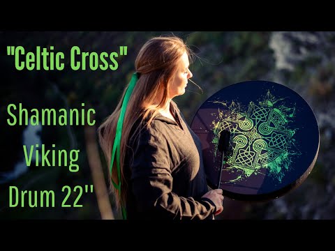 Shamanic "Celtic Cross" Valkyrie Drum 22'', sound presentation, healing tools by Nazar Drums