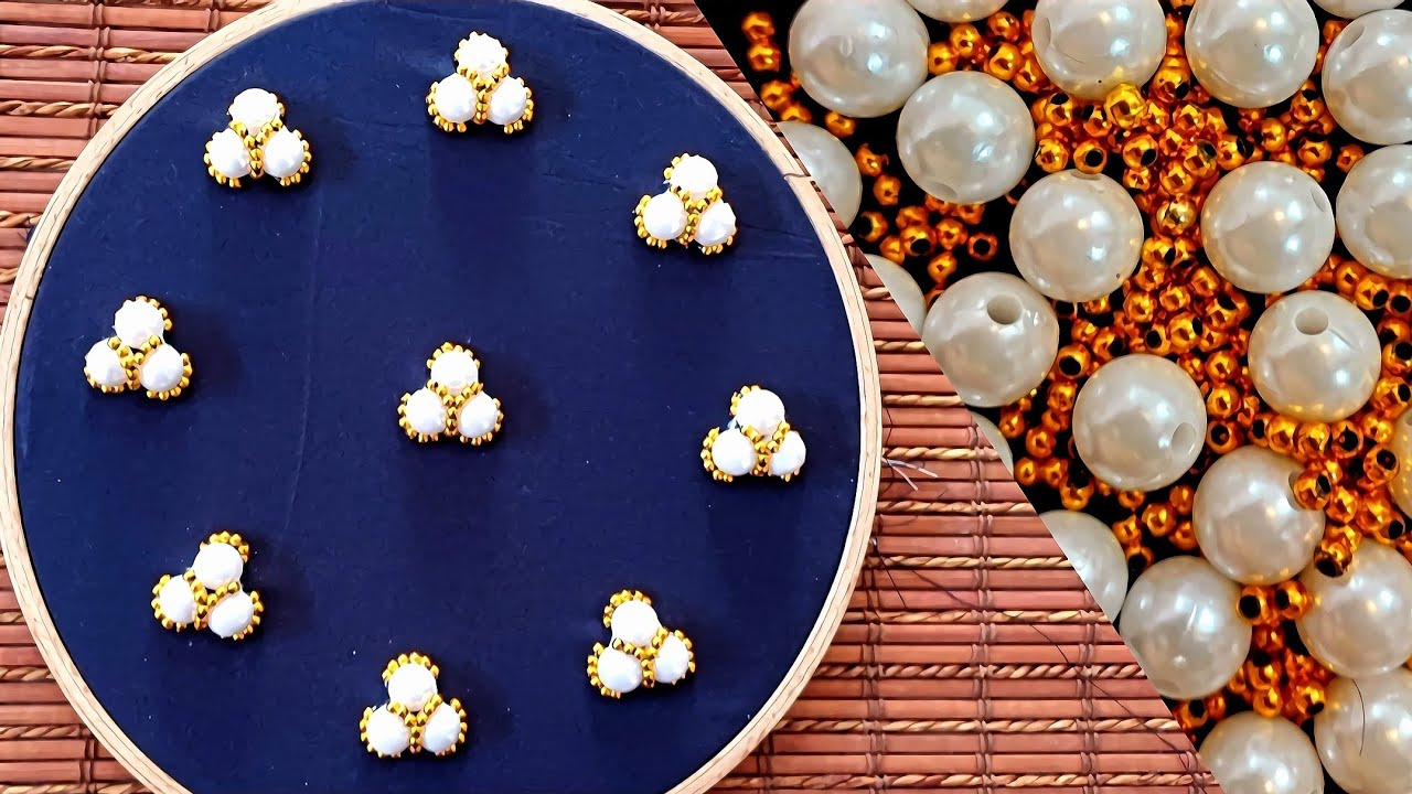 Designing a very beautiful example to decorate a dress with pearls#DIY⚘️⚘️⚘️