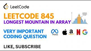 YouTube video 'Leetcode  845  Longest Mountain in Array -  Very Important FAANG Coding Question'