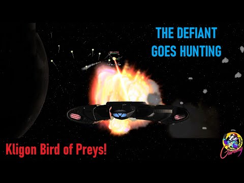 USS DEFIANT GOES HUNTING - Klingon Birds of Prey - Star Trek Ship Battles - Bridge Commander