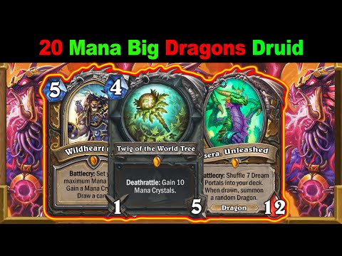 20 Mana Twig + Guff Interaction Big Dragon Druid! Throne of the Tides Mini-Set | Hearthstone
