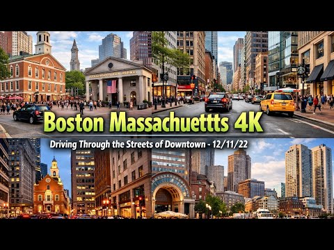 🚘 Boston Massachusetts 4K | Driving Through the Streets of Downtown - 12/11/22