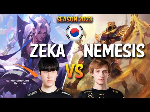 HLE Zeka vs Nemesis - Zeka YONE vs Nemesis AZIR Mid - Patch 13.23 KR Ranked