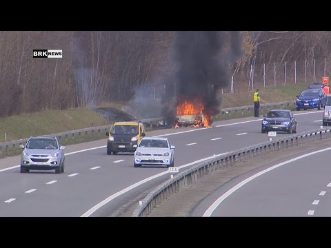 Felben TG: Autobrand auf der Autobahn A7
