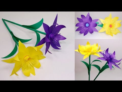 Stick Flower:How to Make Stick Flower Daffodil | Stick Paper Flower Ideas | Jarine's Crafty Creation Video