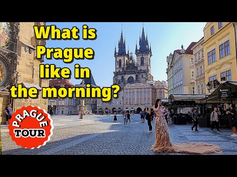 Morning. Center of Prague. Walking tour of Prague, Czech Republic.