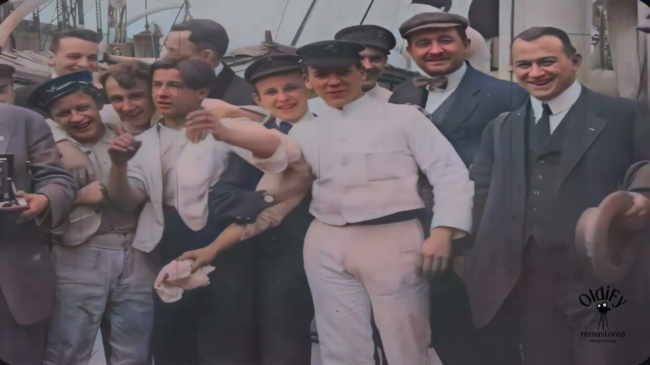 Titanic disaster 1912 in color /real footage/ [60fps, 4K, Remastered] w/Sound Design added