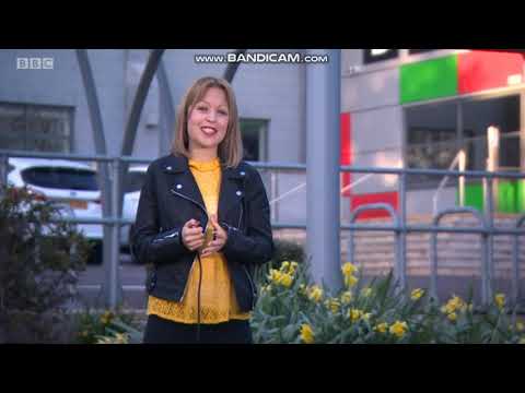 Bee Tucker BBC Spotlight weather live outside at the broadcasting facility