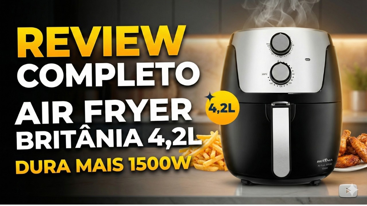 Miniatura da avaliação em vídeo de Fritadeira Sem Óleo Britânia BAF20A Compacta 2L 1000W