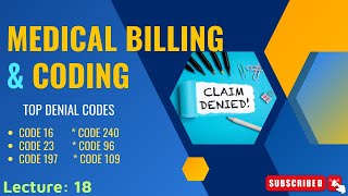 Medical Billing & Coding Basic Course 2023 | Top 10 Denial Codes | Actions & Solutions | Lecutre 18