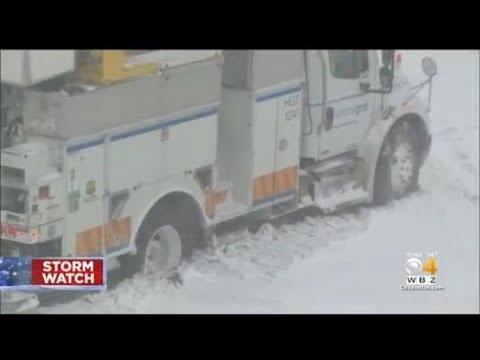 'Crazy Show Down Here': Power Company Trucks Stuck In Scituate During Blizzard