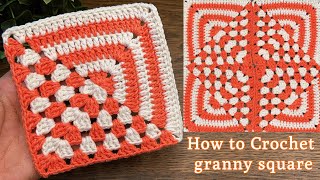 Easy granny square tutorial,step by step very easy for beginners 