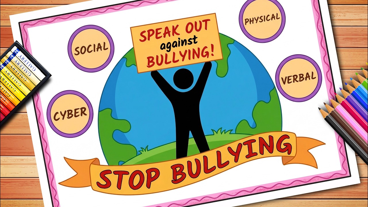 Stop Bullying Poster Drawing | Anti Bullying Awareness Drawing | How to draw Someone Bullied Drawing