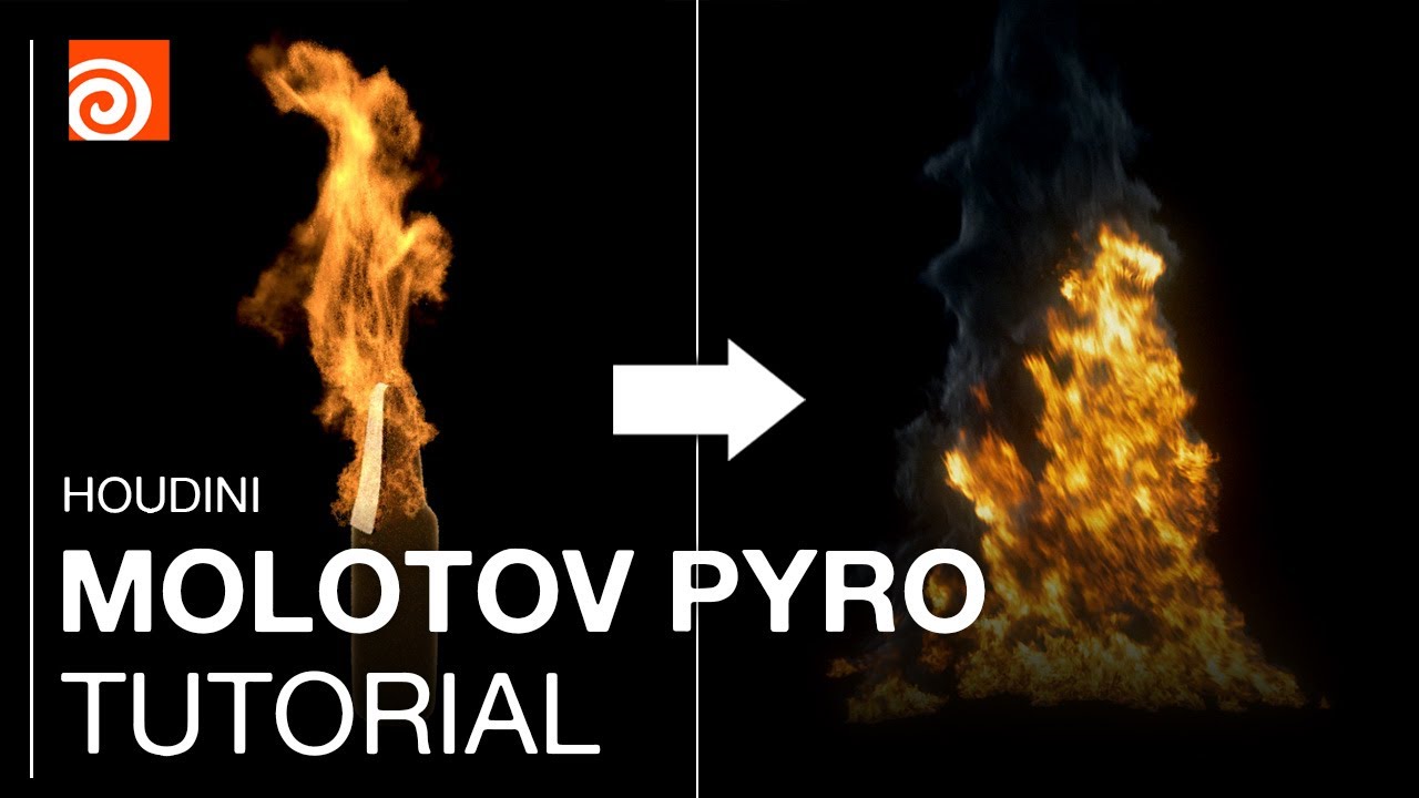 HOUDINI Molotov Cocktail Pyro Tutorial + Free Project File