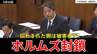 「ホルムズ封鎖は国際法違反だ」榛葉幹事長が外務省の曖昧答弁を一刀両断【2026年4月14日 外交防衛委員会】