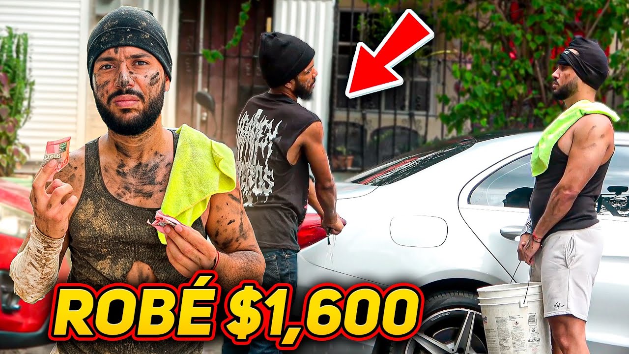 ME VISTO DE VAGABUNDO Y SORPRENDO A ESTE LAVADOR DE AUTOS!😱