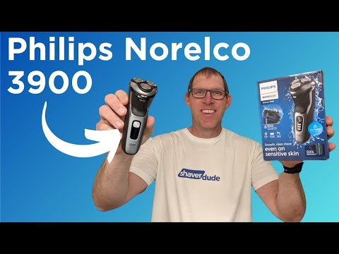 Philips Norelco Shaver 3900 Series, Wet and Dry Electric Shaver, P-Cap, Travel Pouch, Charging Stand, Storm Blue, Model S3341/92 video review thumbnail