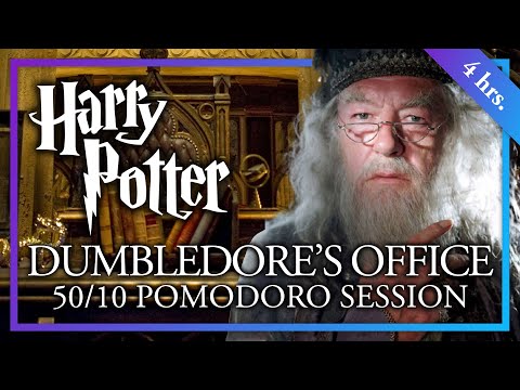 STUDY IN DUMBLEDORE'S OFFICE - 50/10 Long Harry Potter Pomodoro Session - Hogwarts Harry Potter ASMR