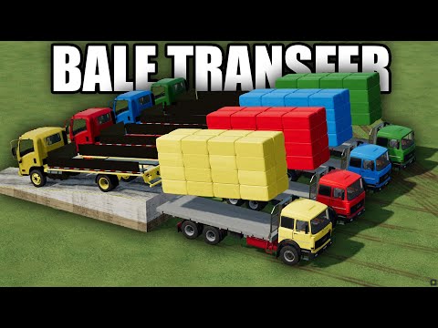 TRUCKS OF COLORS ! BALE TRANSFER AUTO LOAD TRUCKS TO IVECO TRUCKS ! Farming Simulator 22
