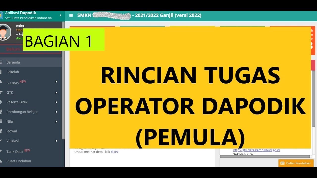 Rincian Tugas Operator (OPS) Dapodik Baru atau Pemula Bagian 1