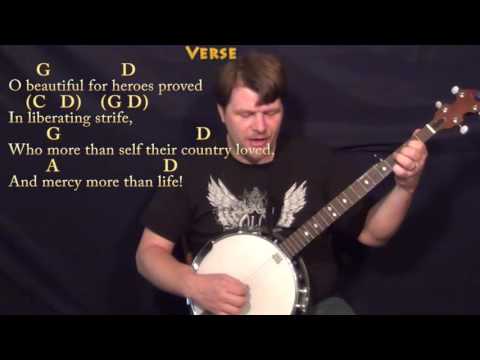 America the Beautiful - Banjo Cover Lesson in G with Chords/Lyrics