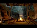 Spend A Night In A Rainy Forest Cave 8 Hours Crackling Fire Rain Sounds
