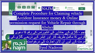 Procedure for Accident insurance claim & online Vehicle Repair Permit through Absher in KSA E/U/H