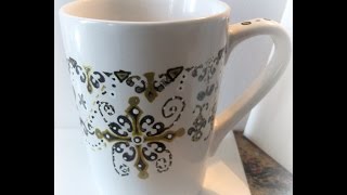 #lovefallart/ DIY Doodle Mugs/ how to paint a mug with glass paints
