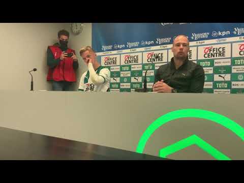 Danny Buijs en Remco Balk na FC Groningen - Ajax (1-0)