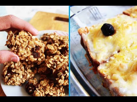 Gratin pain de mie thon+Cookies d'avoine banane -كراتان خبز توست الطون و كوكيز بالشوفان البنان