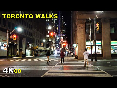 Bay Street After Midnight - Downtown Toronto Walk on Sept 22 [4K ASMR]