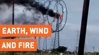 videos de risa  turbina de viento en llamas