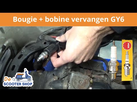 Bougie NGK CR7HSA + bobine vervangen van China GY6 4-takt scooter | Montagevideo - De Scooter Shop